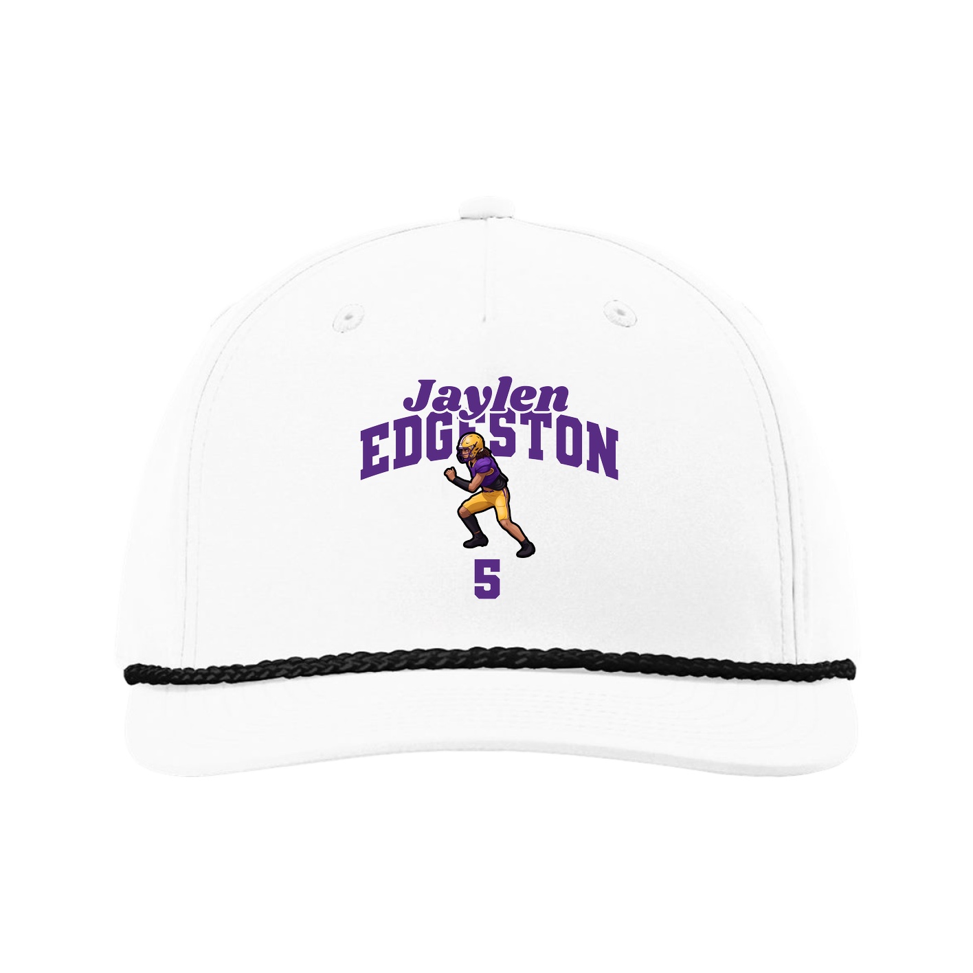 Five-Panel Classic Rope Cap — Signature Arch in White