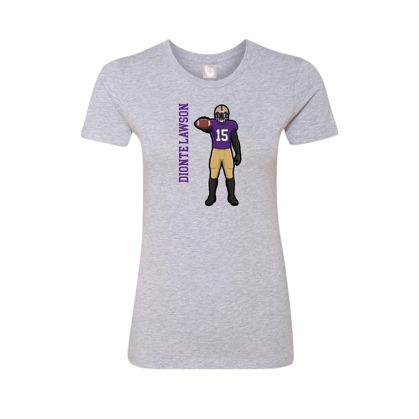 Fitted Women's Tee — Name Vertical in Grey