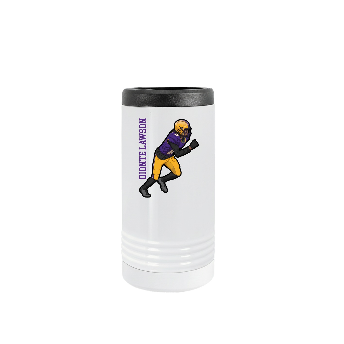 Slim Beverage Holder — Name Vertical in White
