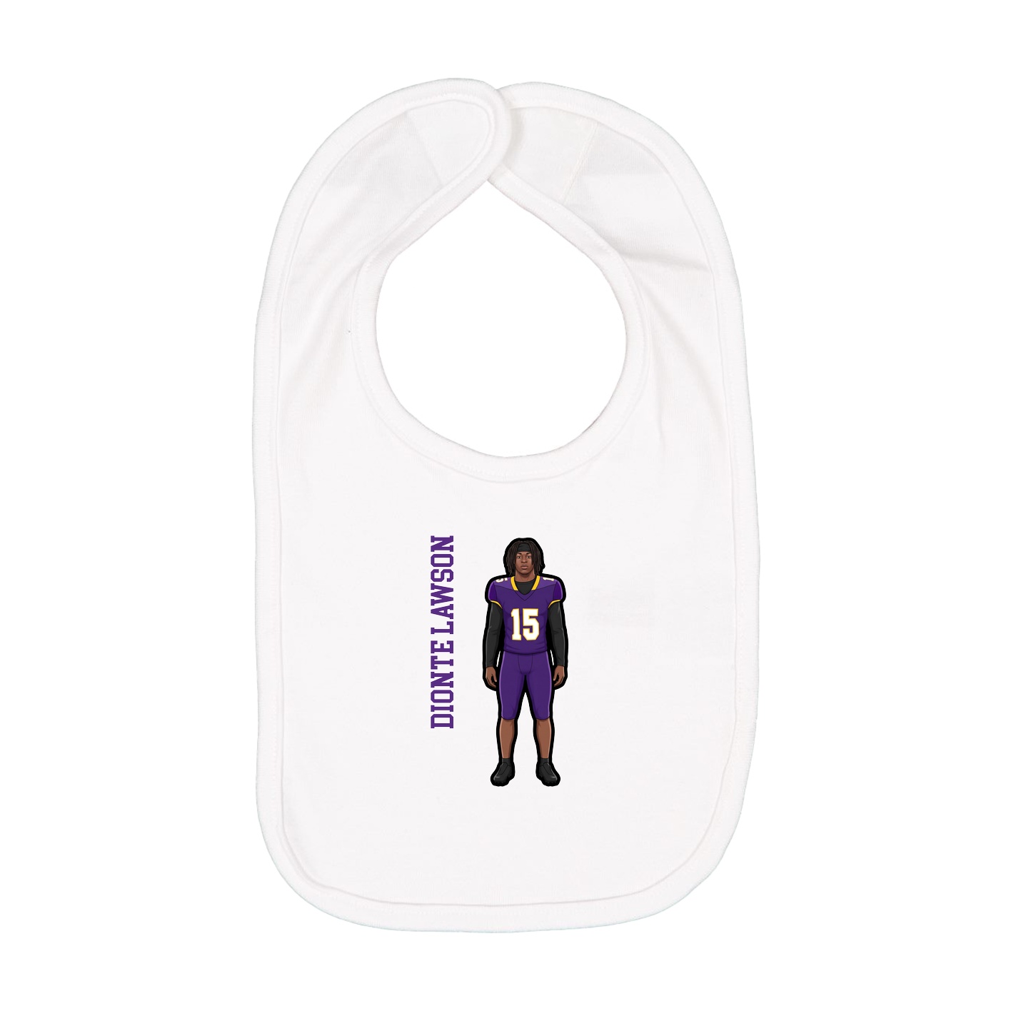 Infant Bib — Name Vertical in White