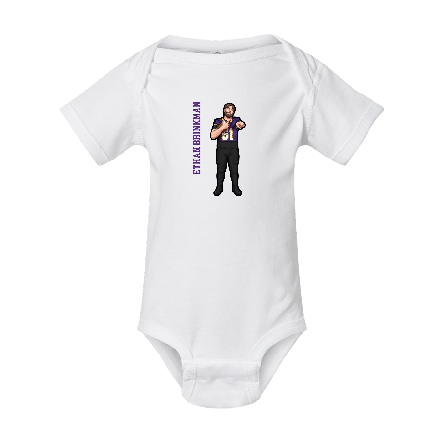 Baby Onesie — Name Vertical in White