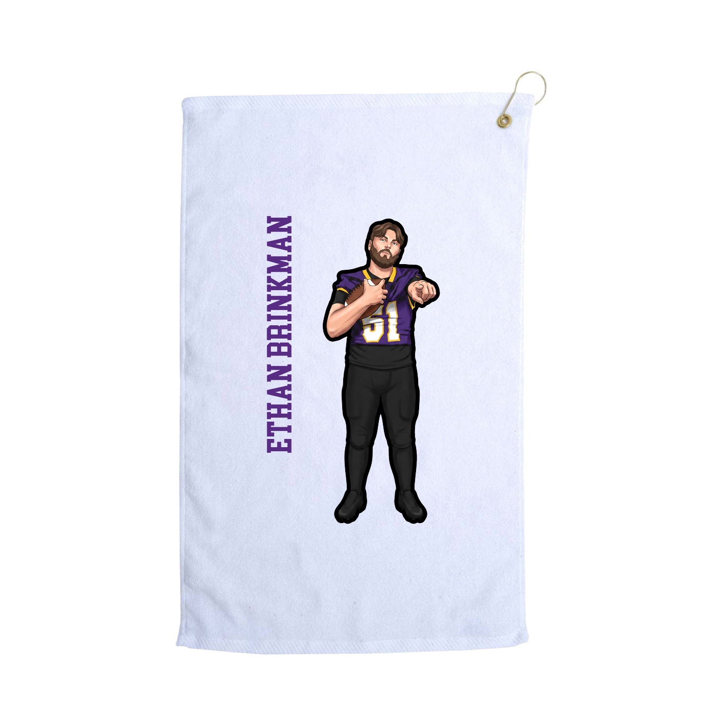 Golf Towel — Name Vertical in White