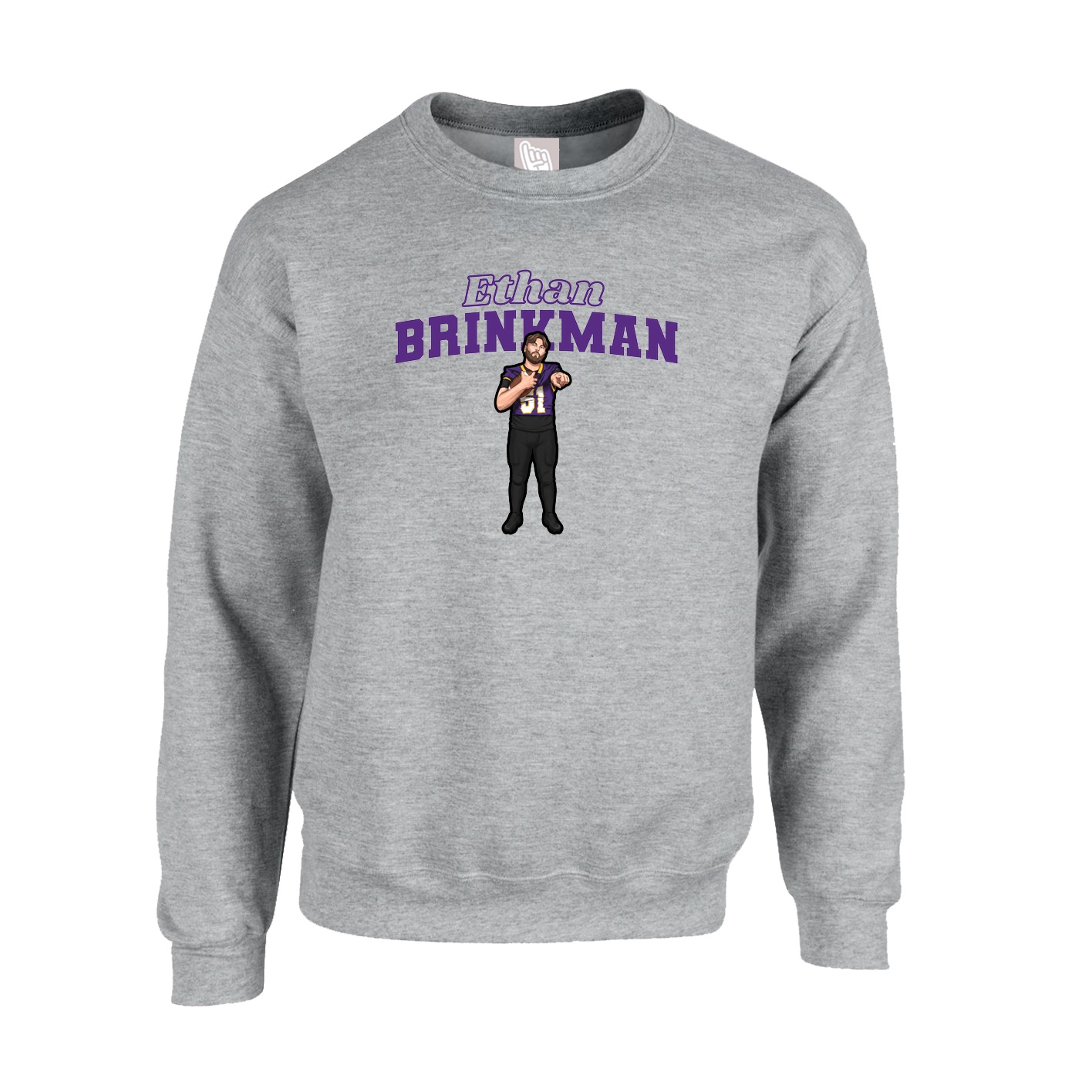 Fleece Crew — Name Arch in Grey