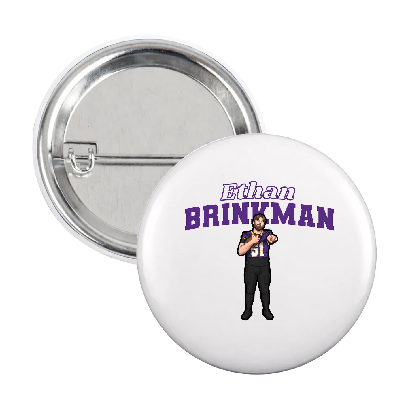 Game Day Button — Name Arch in White