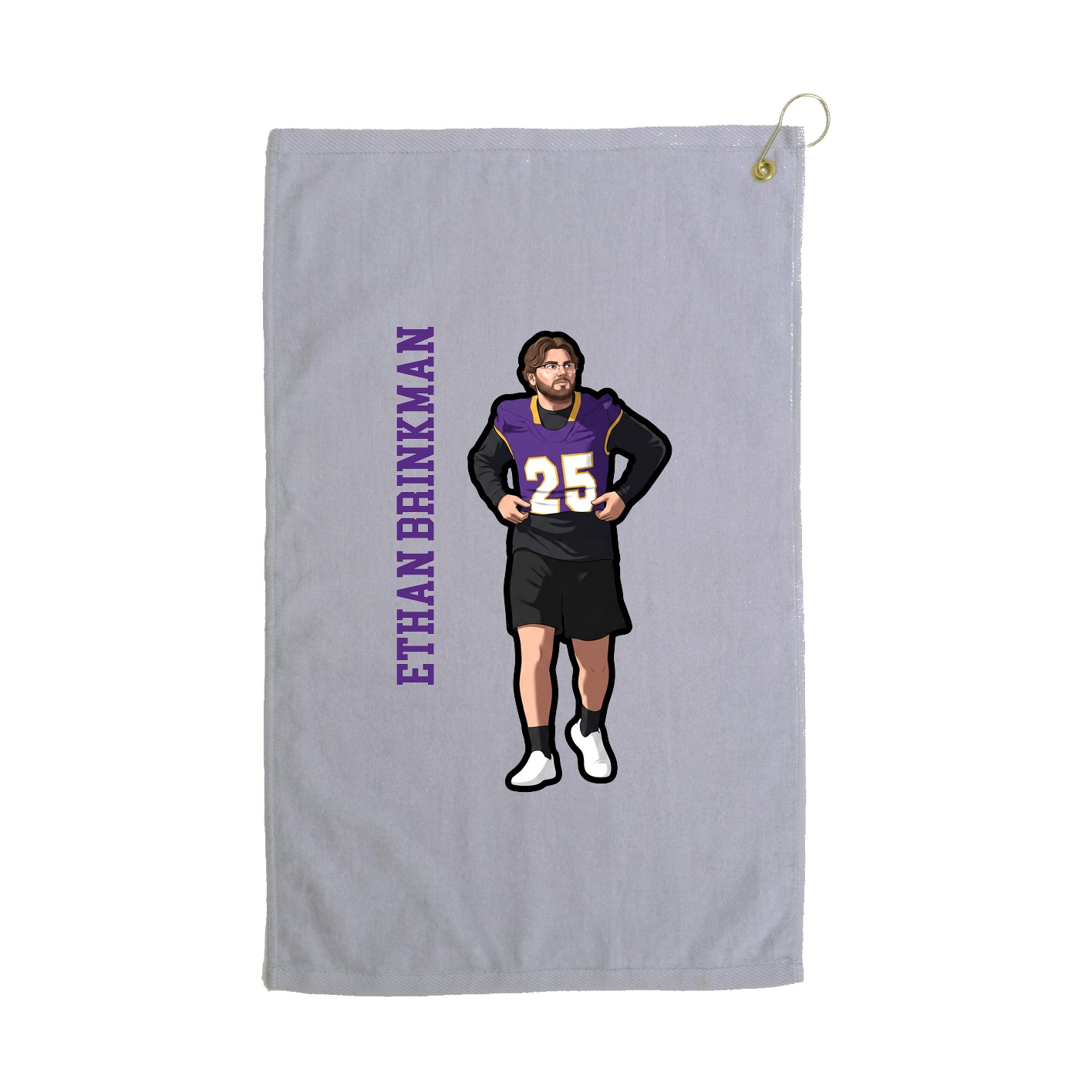 Golf Towel — Name Vertical in Grey