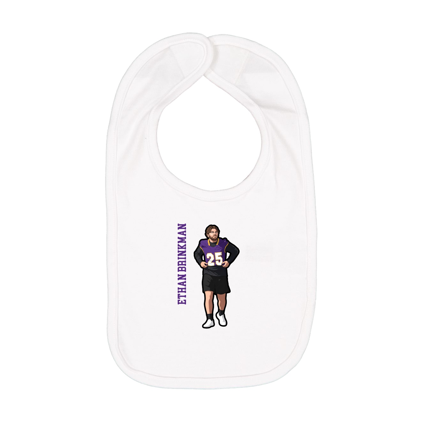 Infant Bib — Name Vertical in White