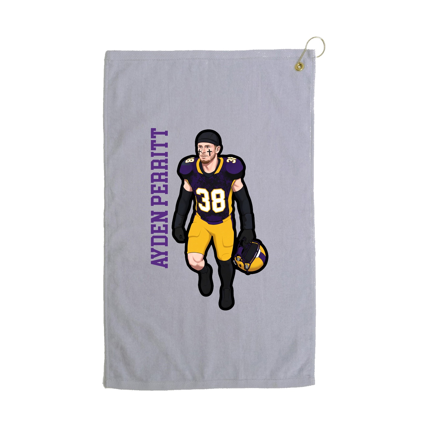 Golf Towel — Name Vertical in Grey