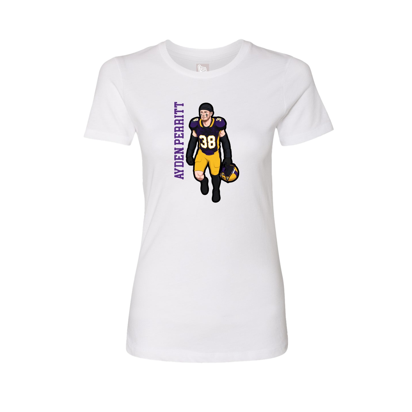 Fitted Women's Tee — Name Vertical in White