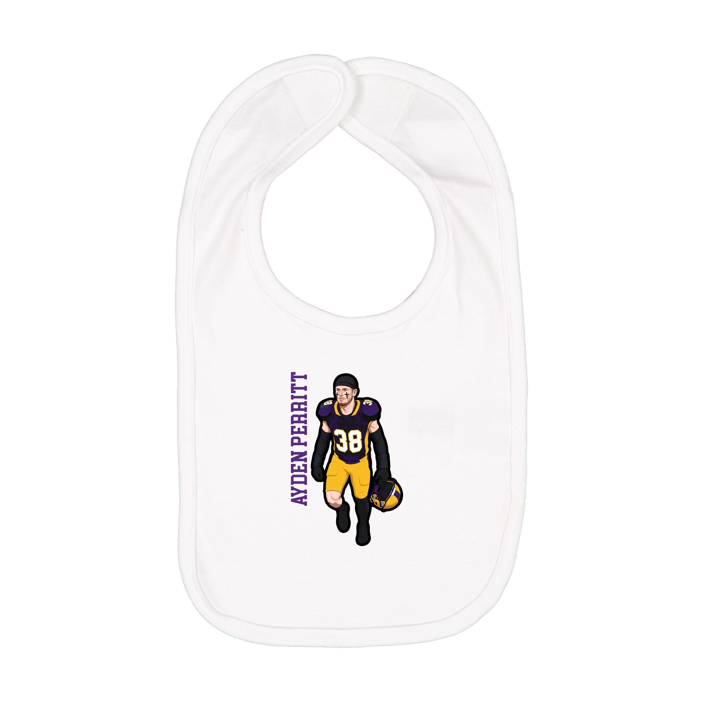 Infant Bib — Name Vertical in White