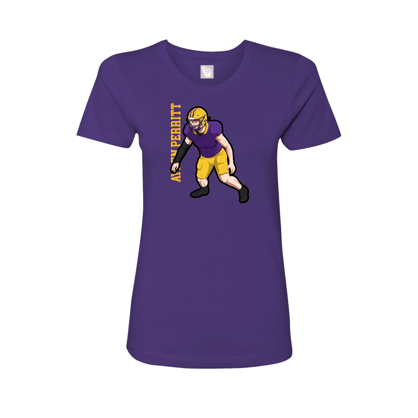 Fitted Women's Tee — Name Vertical in Purple