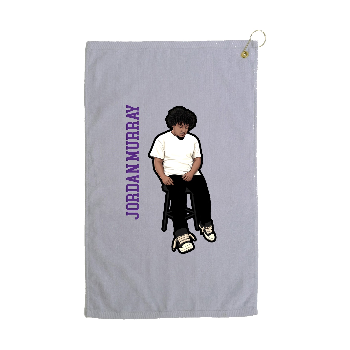 Golf Towel — Name Vertical in Grey