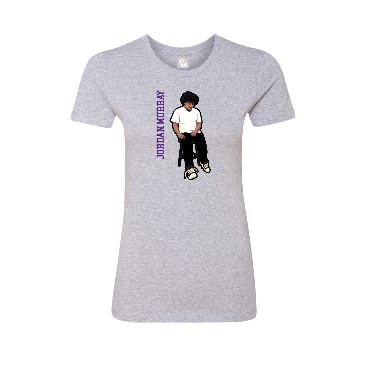 Womens Tee — Name Vertical in Grey