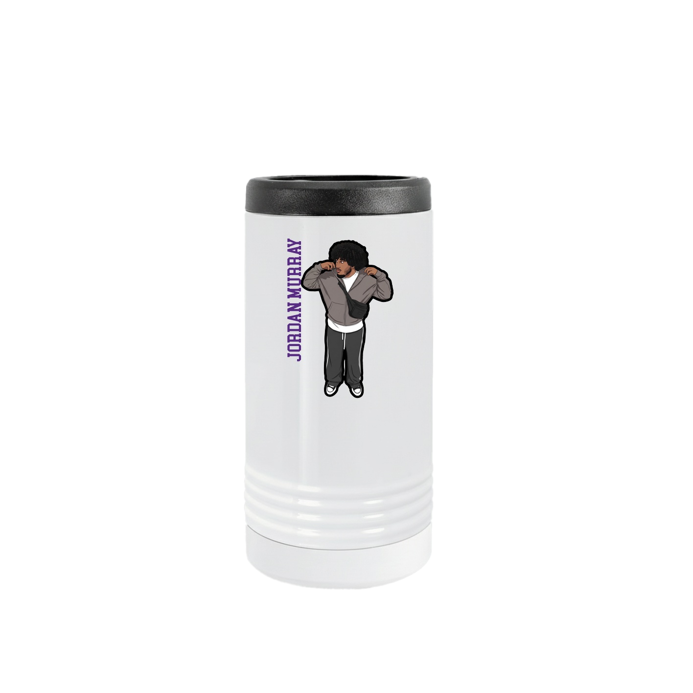 Slim Beverage Holder — Name Vertical in White