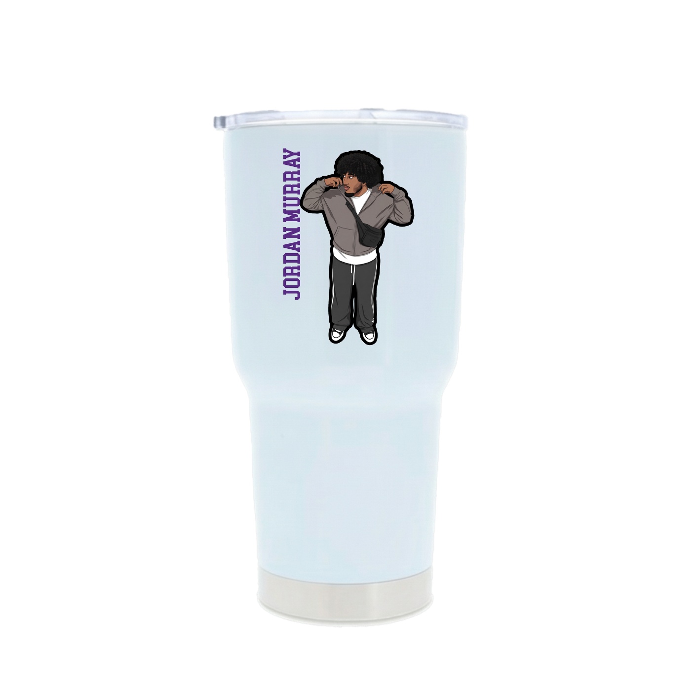 30oz Stainless Steel Tumbler — Name Vertical in White