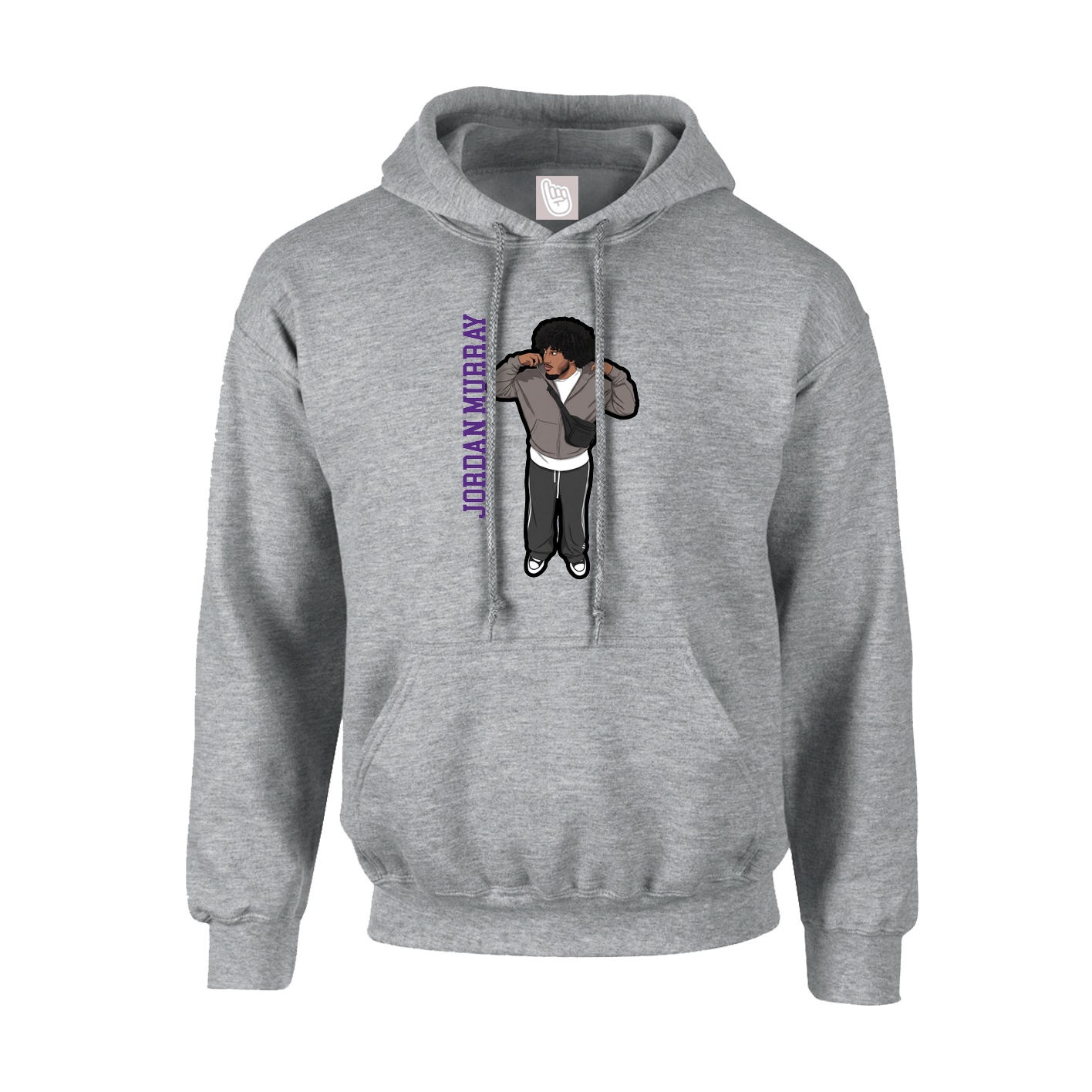 Hoodie — Name Vertical in Grey
