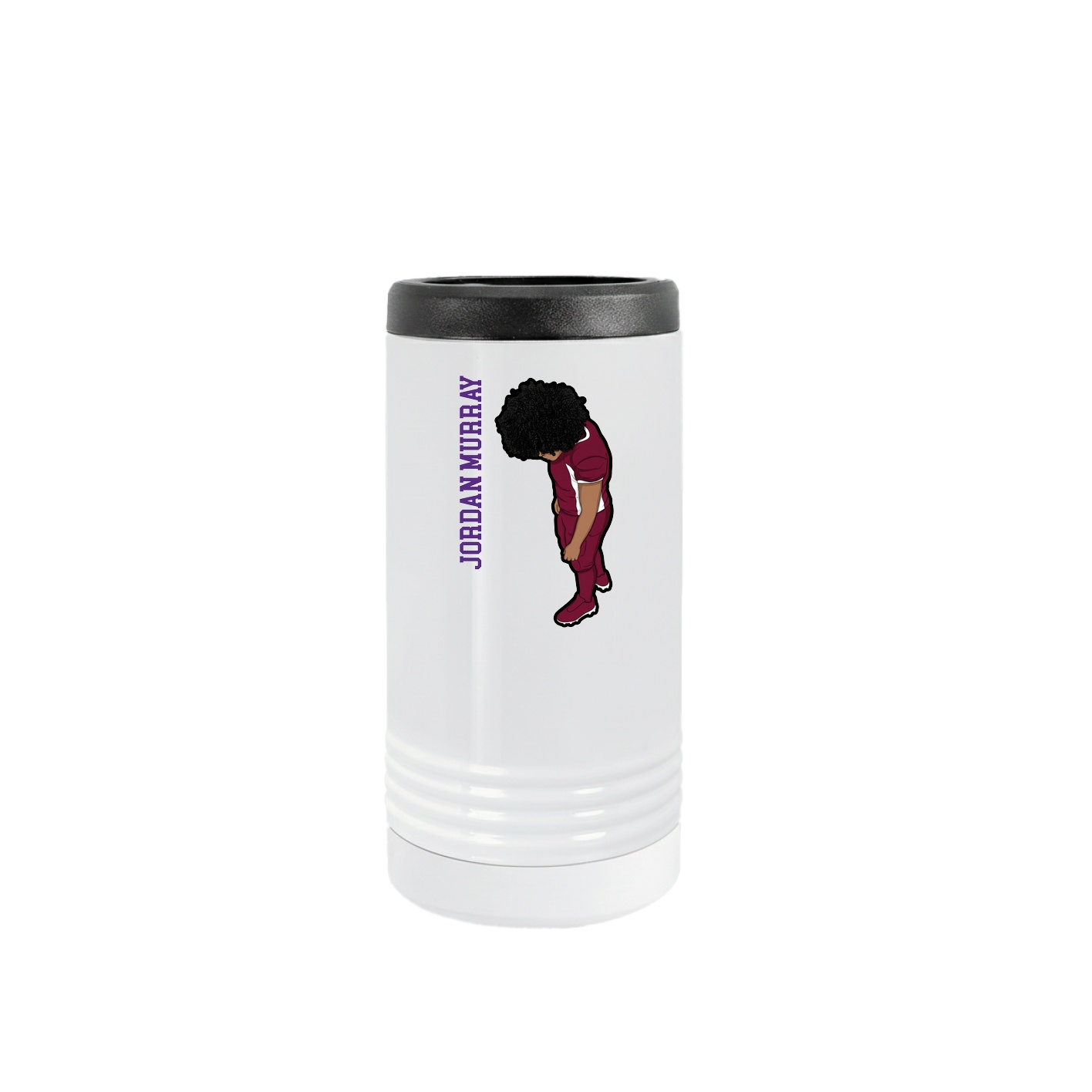 Slim Beverage Holder — Name Vertical in White