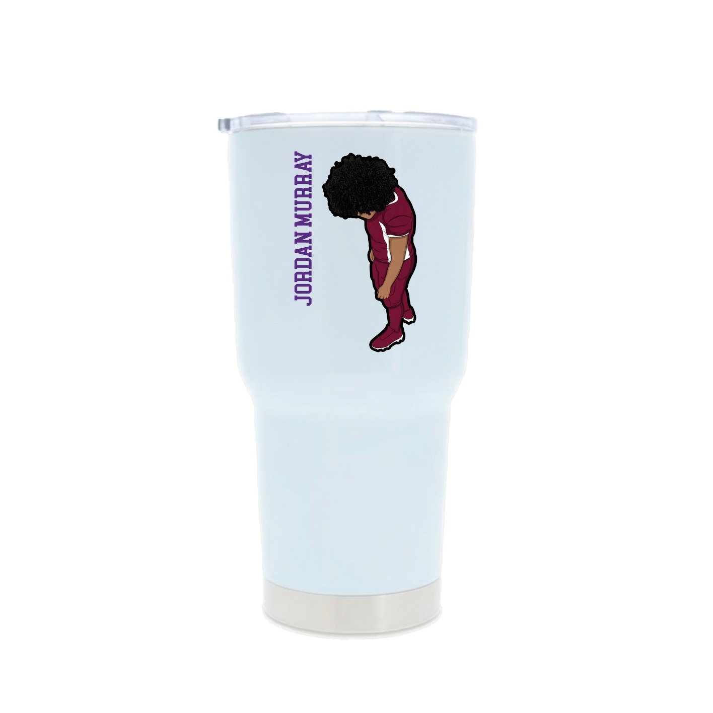 30oz Stainless Steel Tumbler — Name Vertical in White