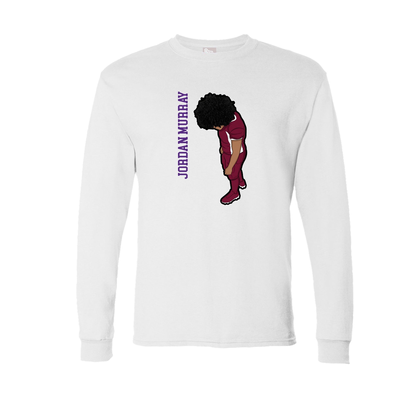 Long Sleeve Tee — Name Vertical in White