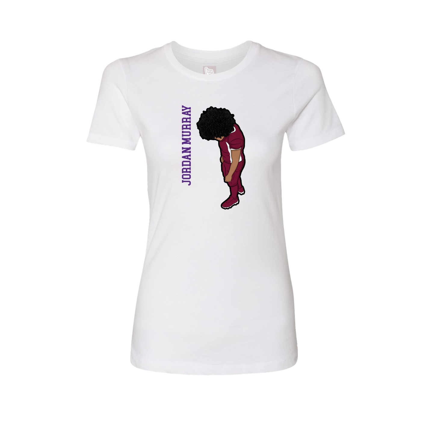 Womens Tee — Name Vertical in White