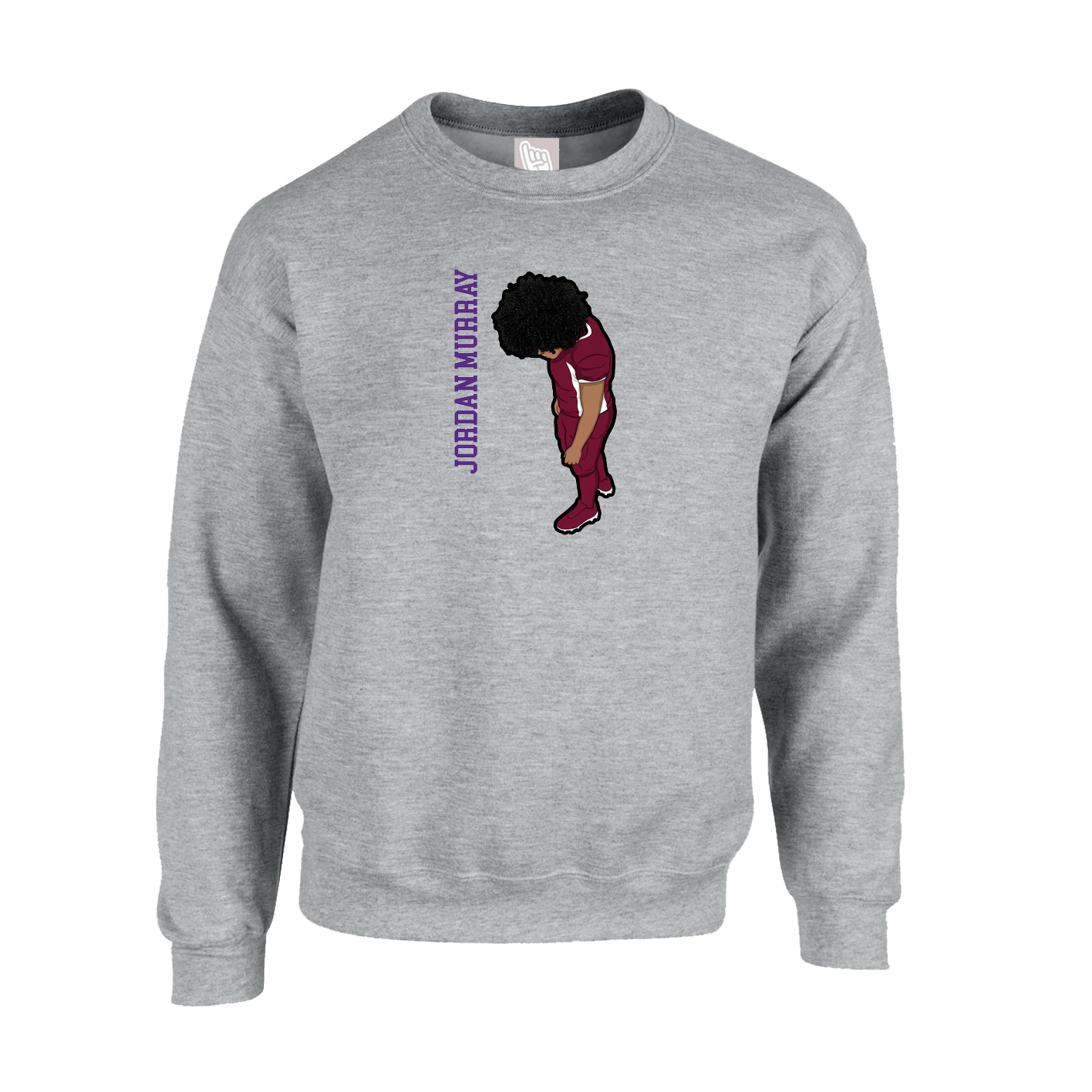 Fleece Crew — Name Vertical in Grey
