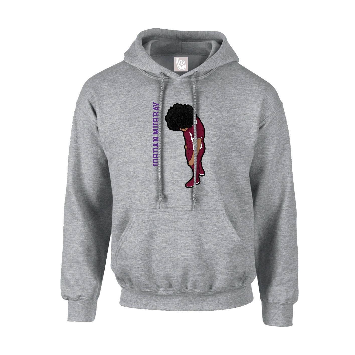 Youth Hoodie — Name Vertical in Grey