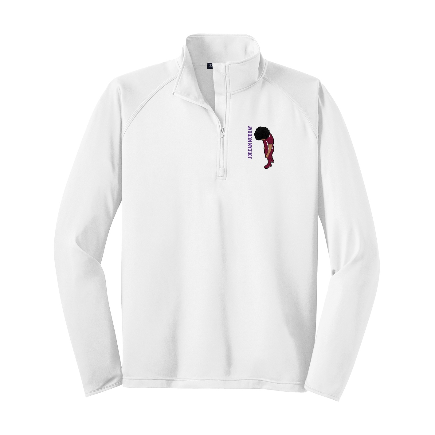 Q-Zip Pullover — Name Vertical in White