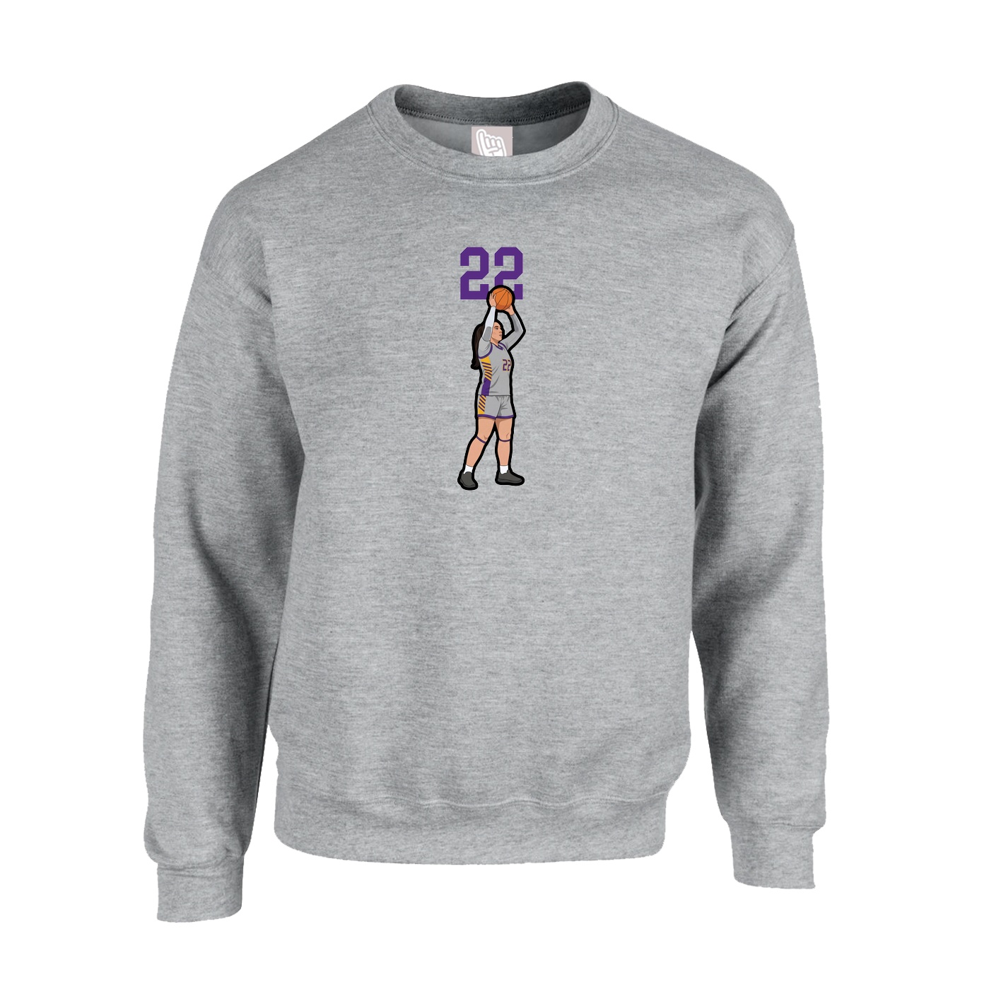 Fleece Crew — Number Top in Grey