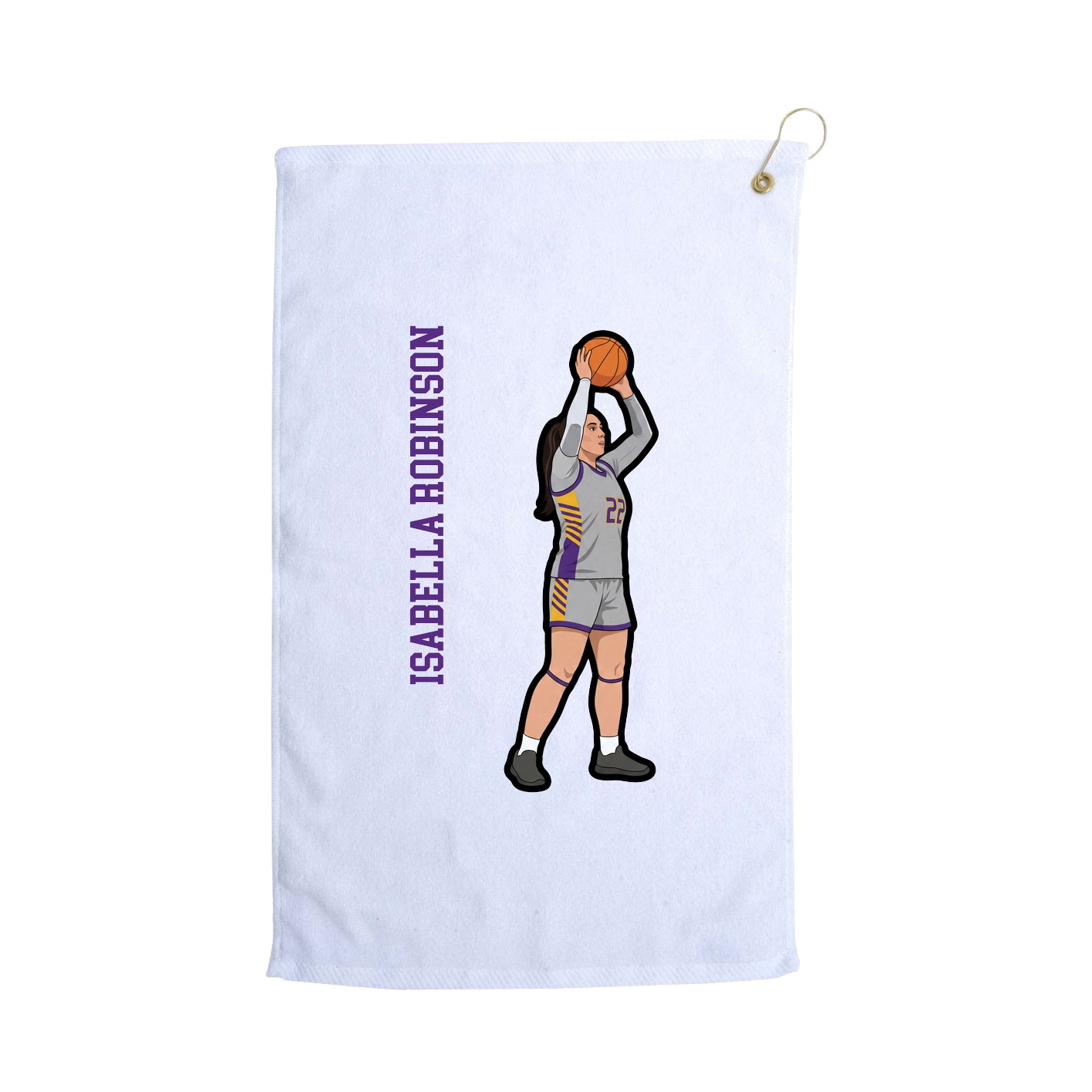 Golf Towel — Name Vertical in White