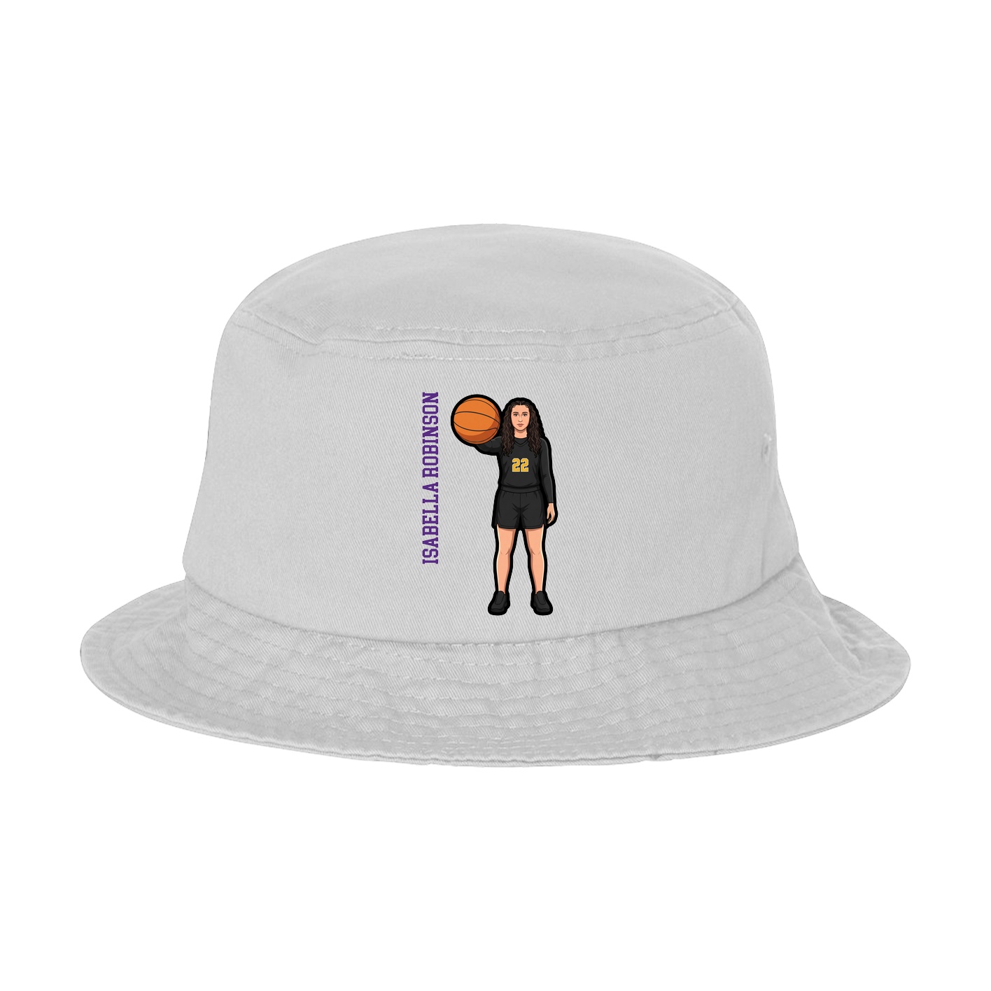 Bucket Cap — Name Vertical in White