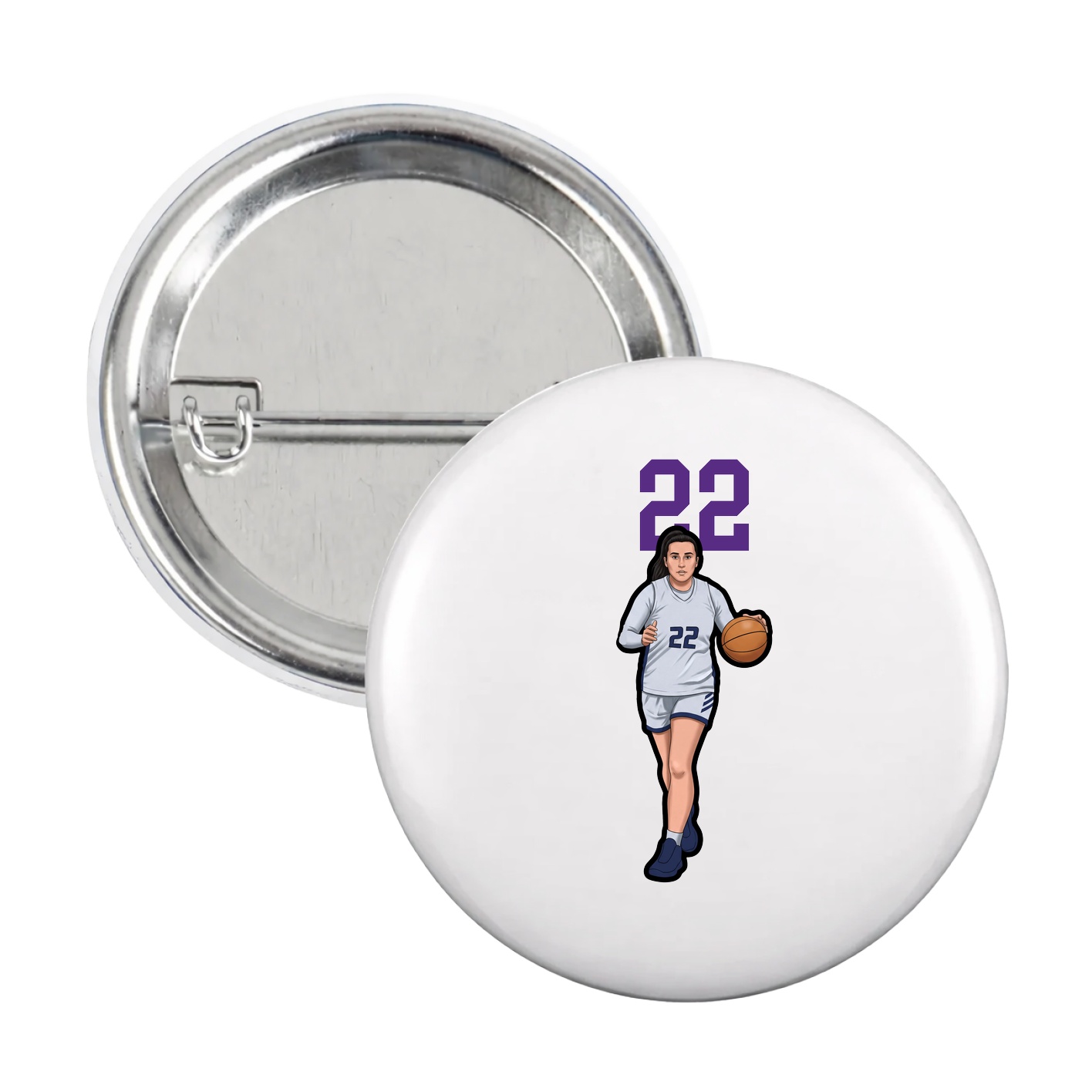 Game Day Button — Number Top in White