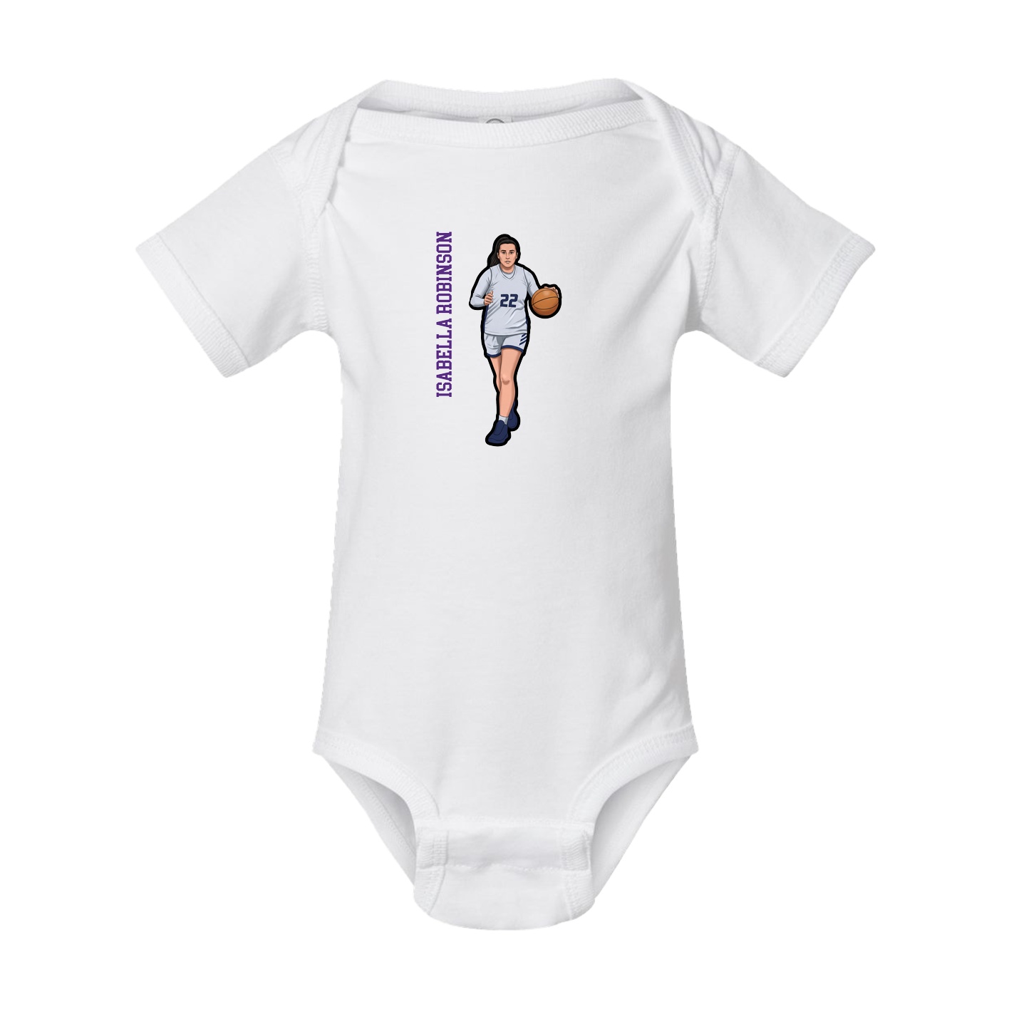 Baby Onesie — Name Vertical in White