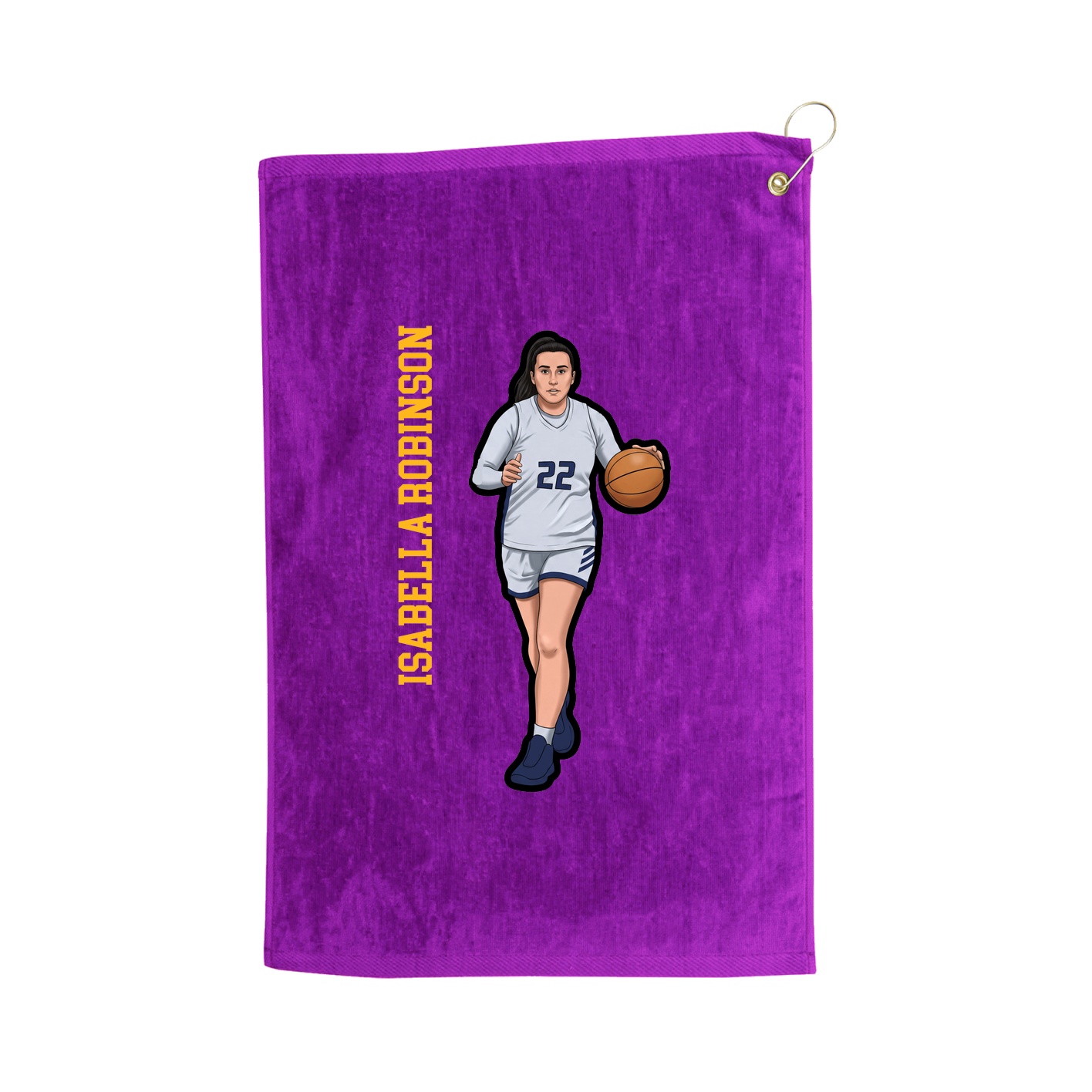Golf Towel — Name Vertical in Purple