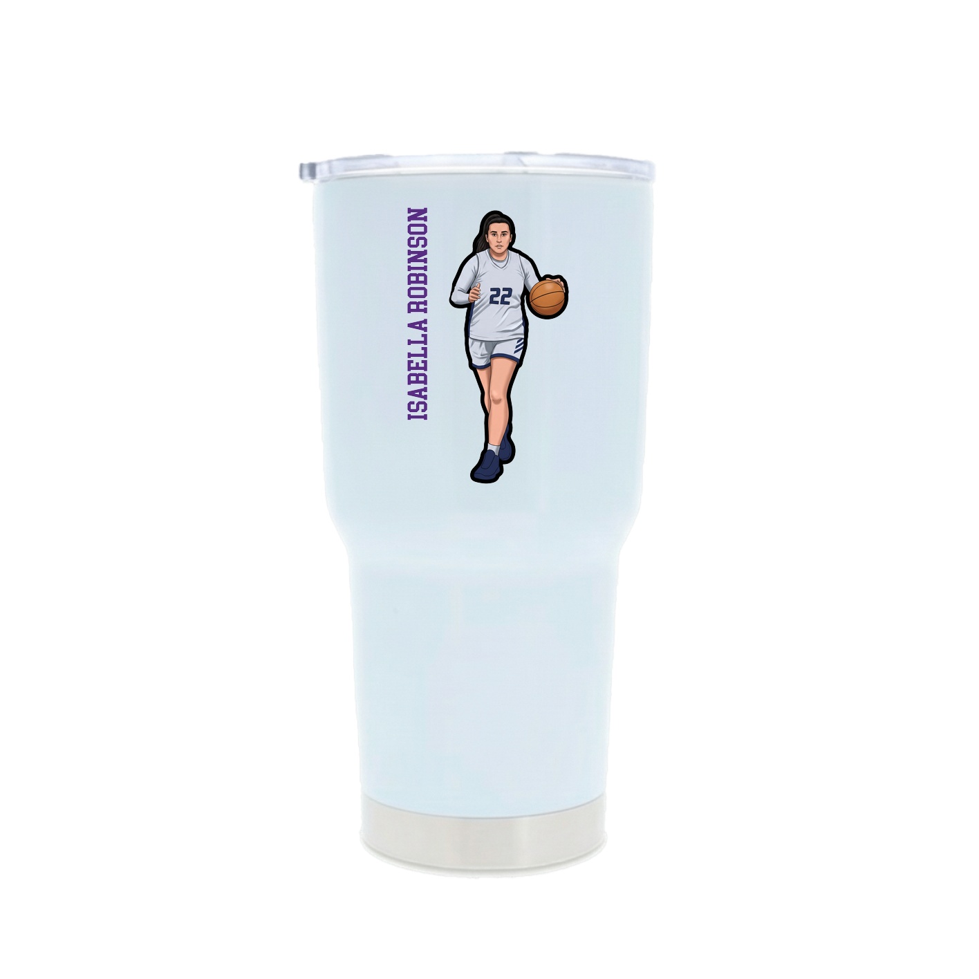 30oz Stainless Steel Tumbler — Name Vertical in White