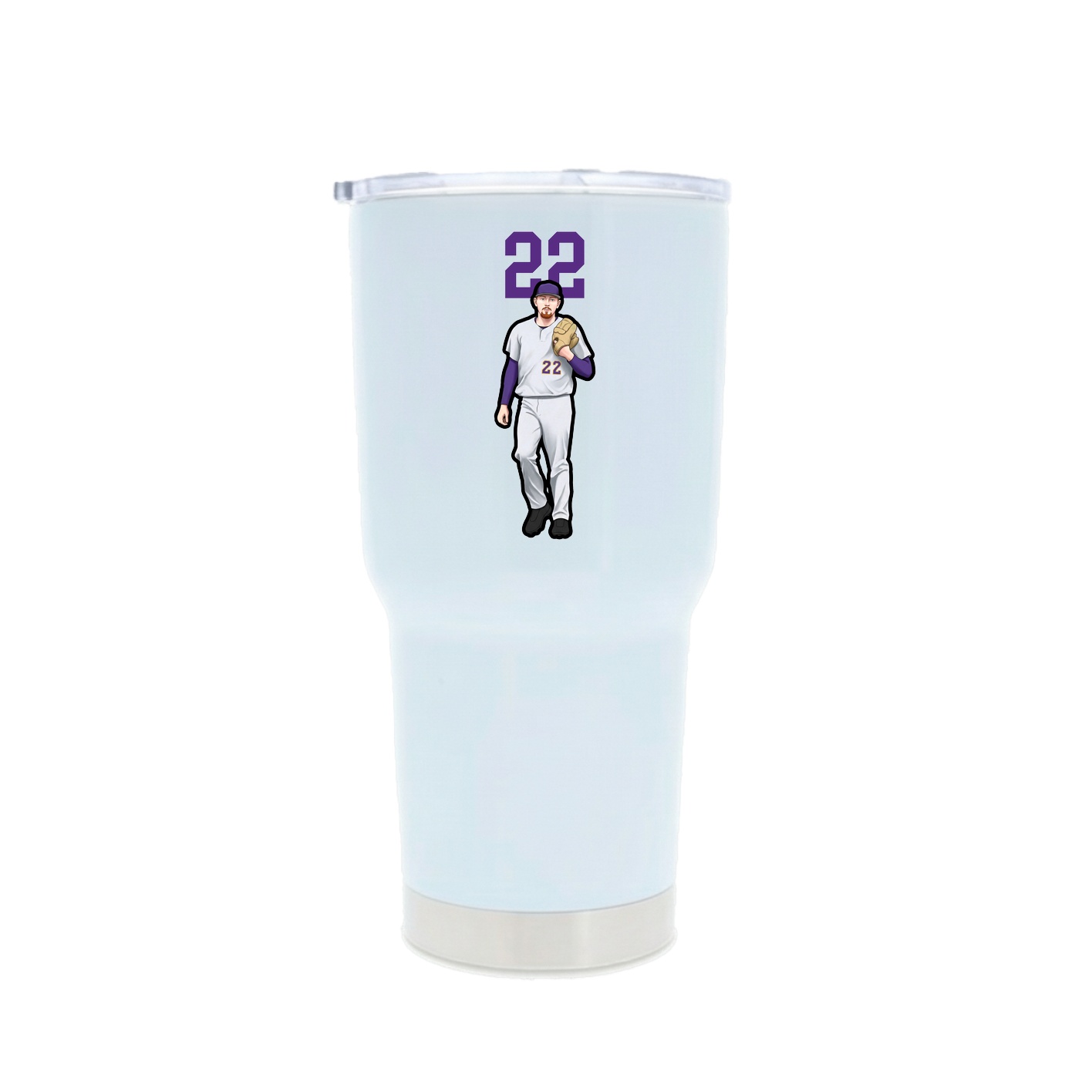 30oz Stainless Steel Tumbler — Number Top in White