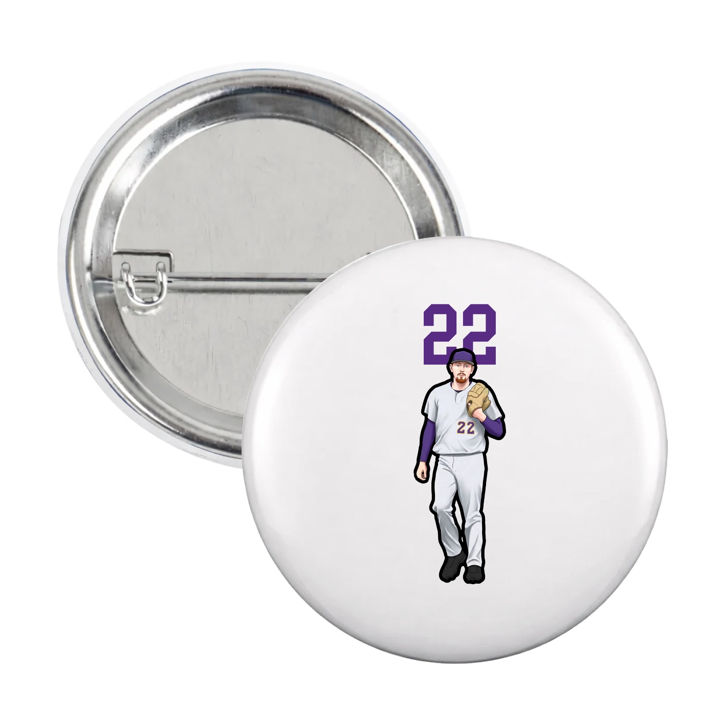 Game Day Button — Number Top in White