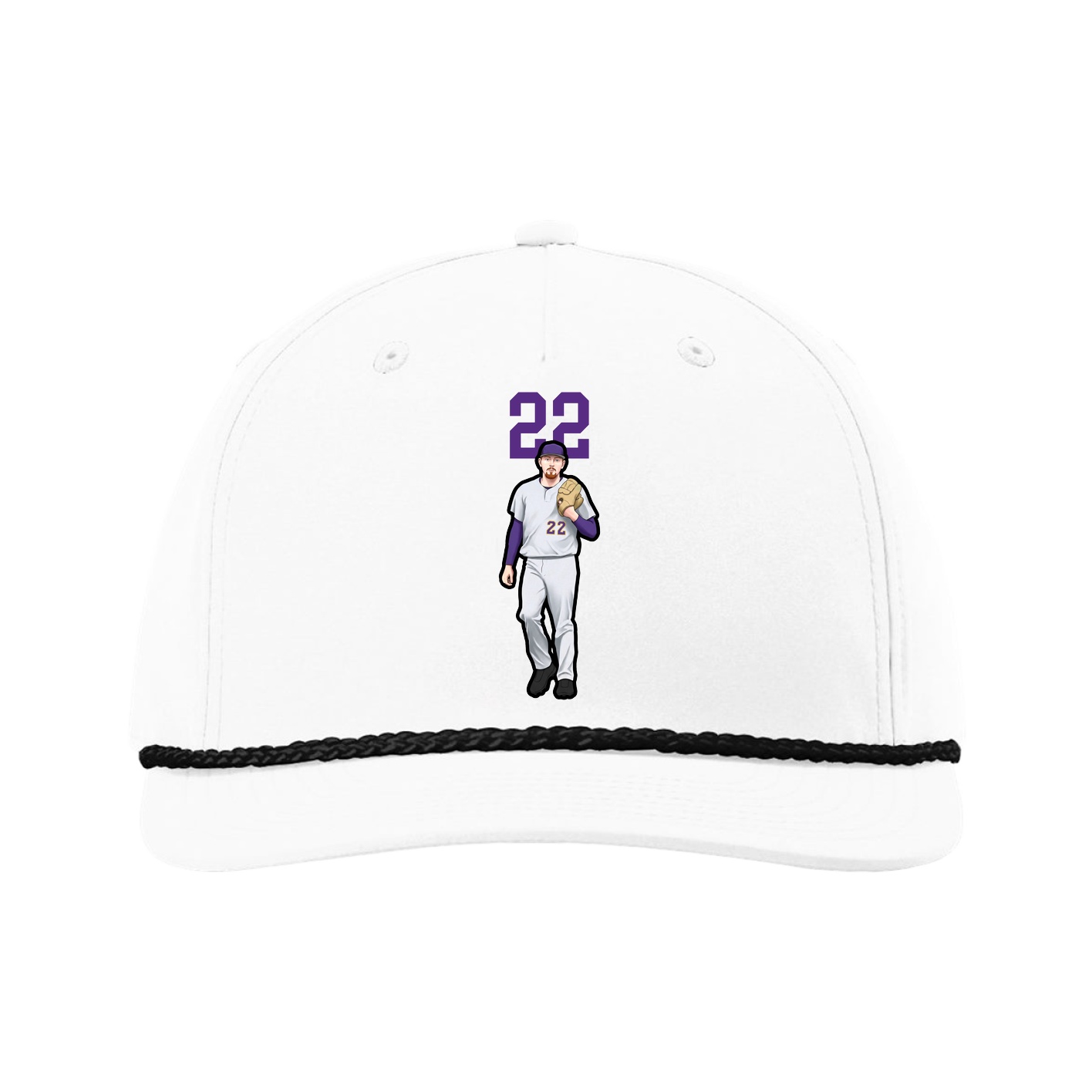 Five-Panel Classic Rope Cap — Number Top in White