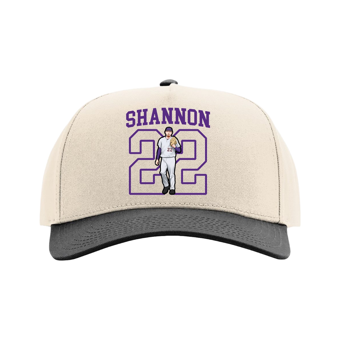 Full Fabric Five-Panel Champ Cap — Shirsey in Cream/Black