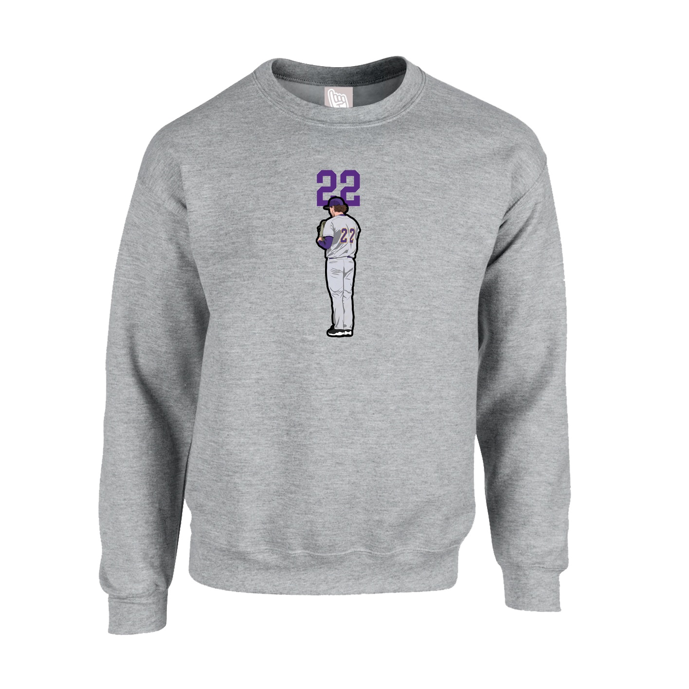 Fleece Crew — Number Top in Grey