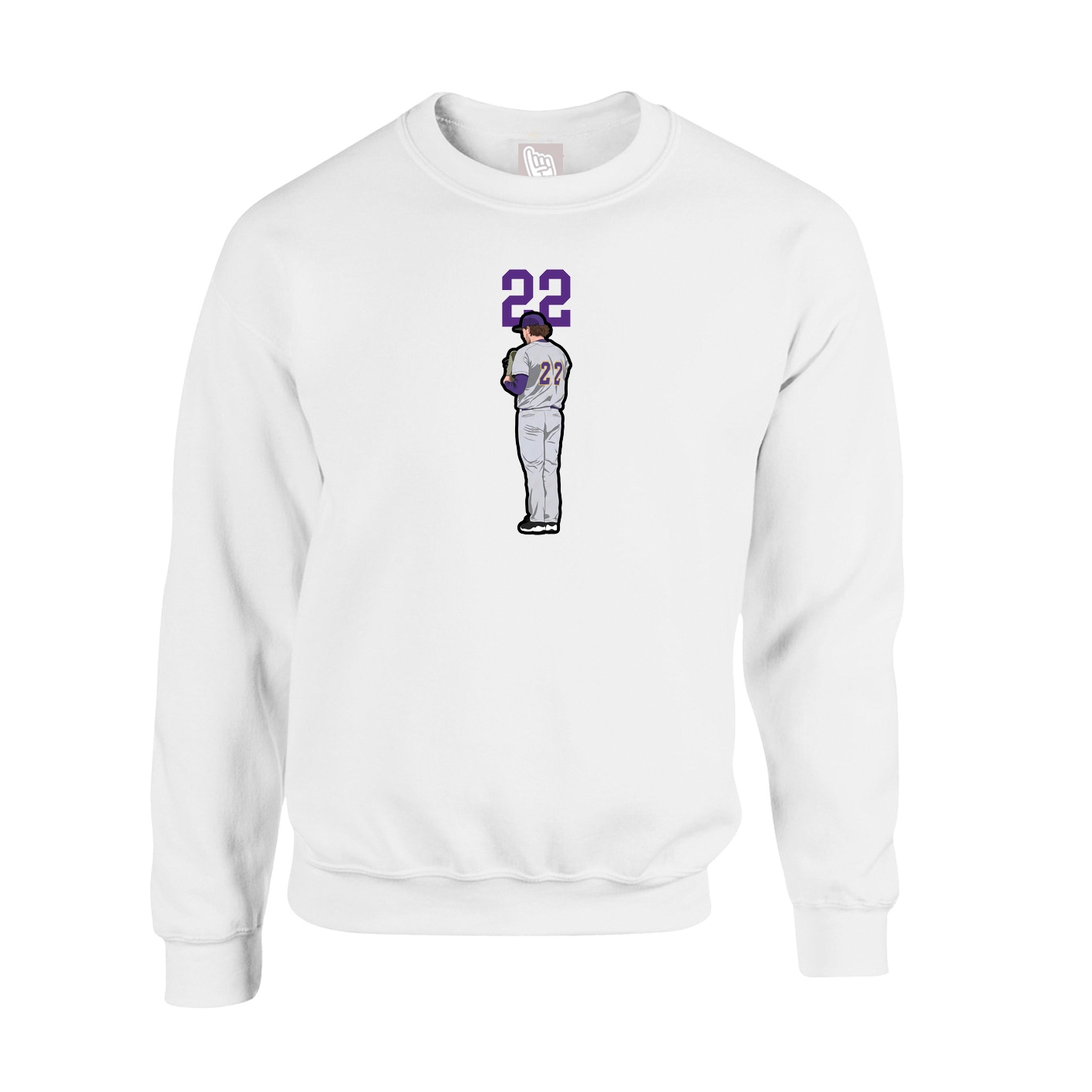 Fleece Crew — Number Top in White