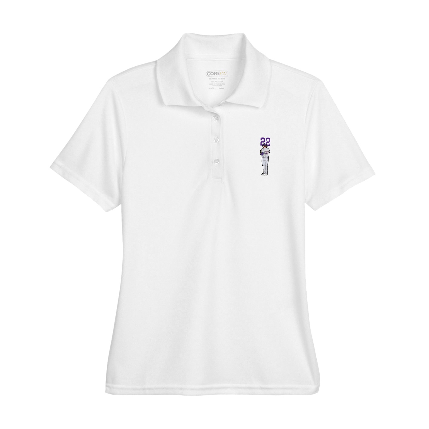 Womens Performance Polo — Number Top in White