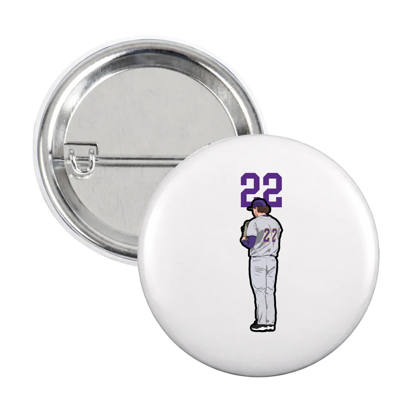 Game Day Button — Number Top in White