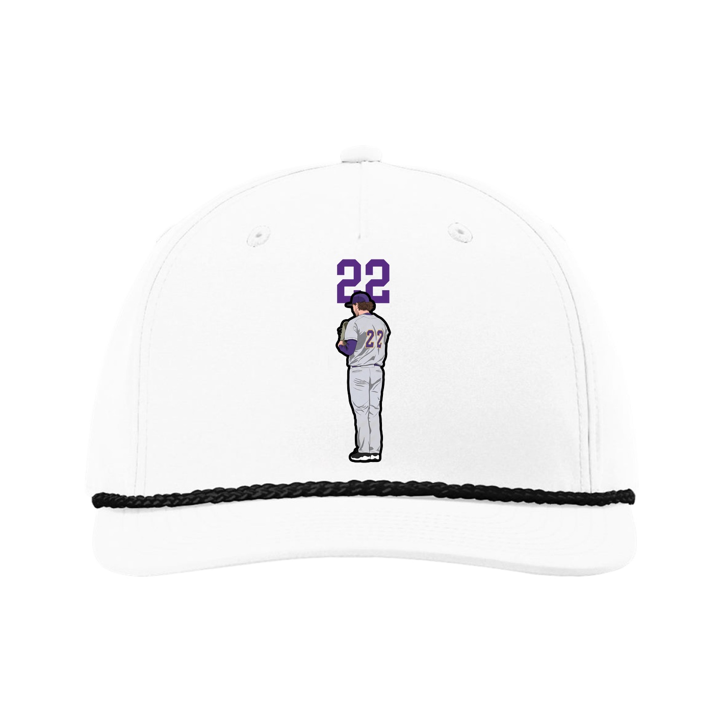 Five-Panel Classic Rope Cap — Number Top in White