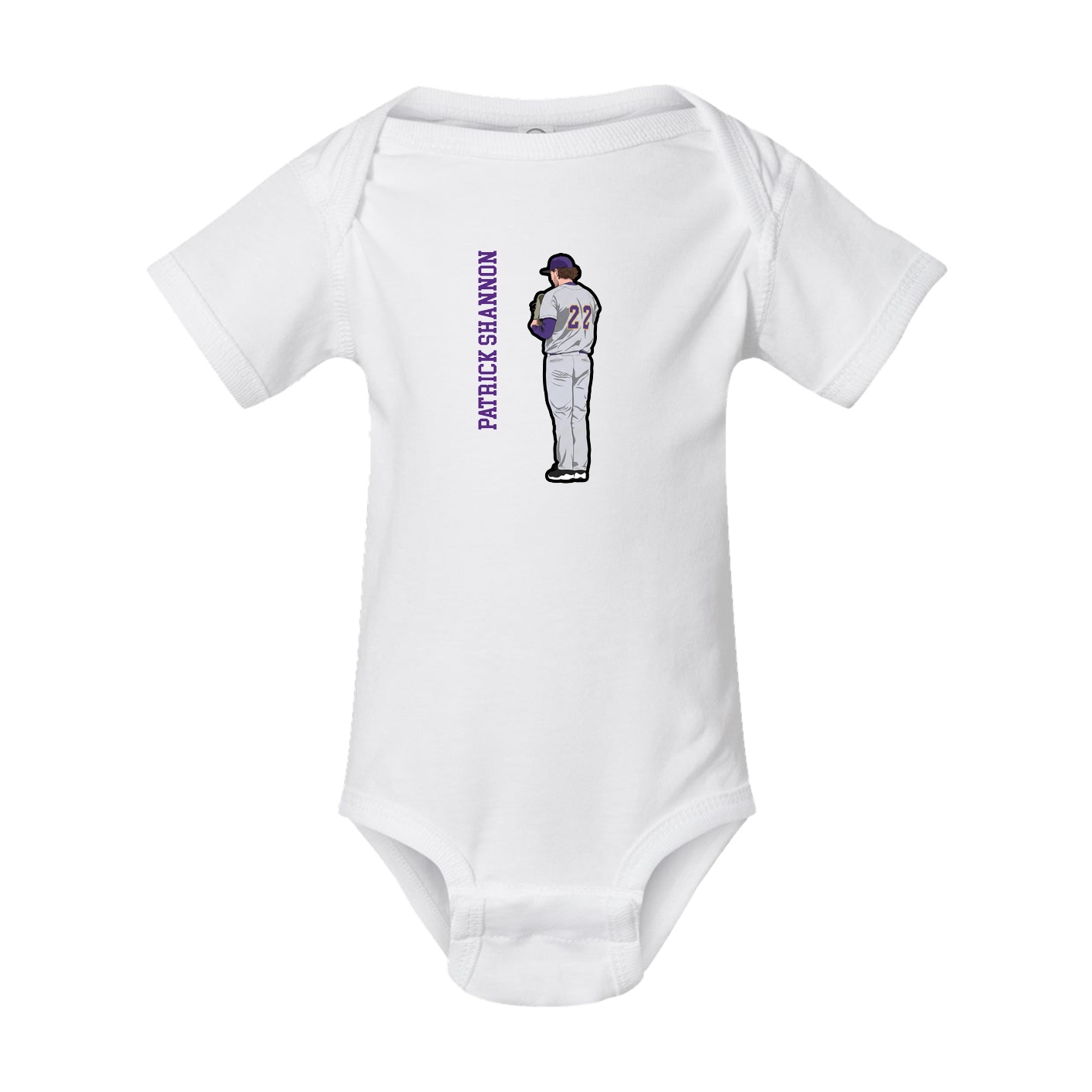 Baby Onesie — Name Vertical in White
