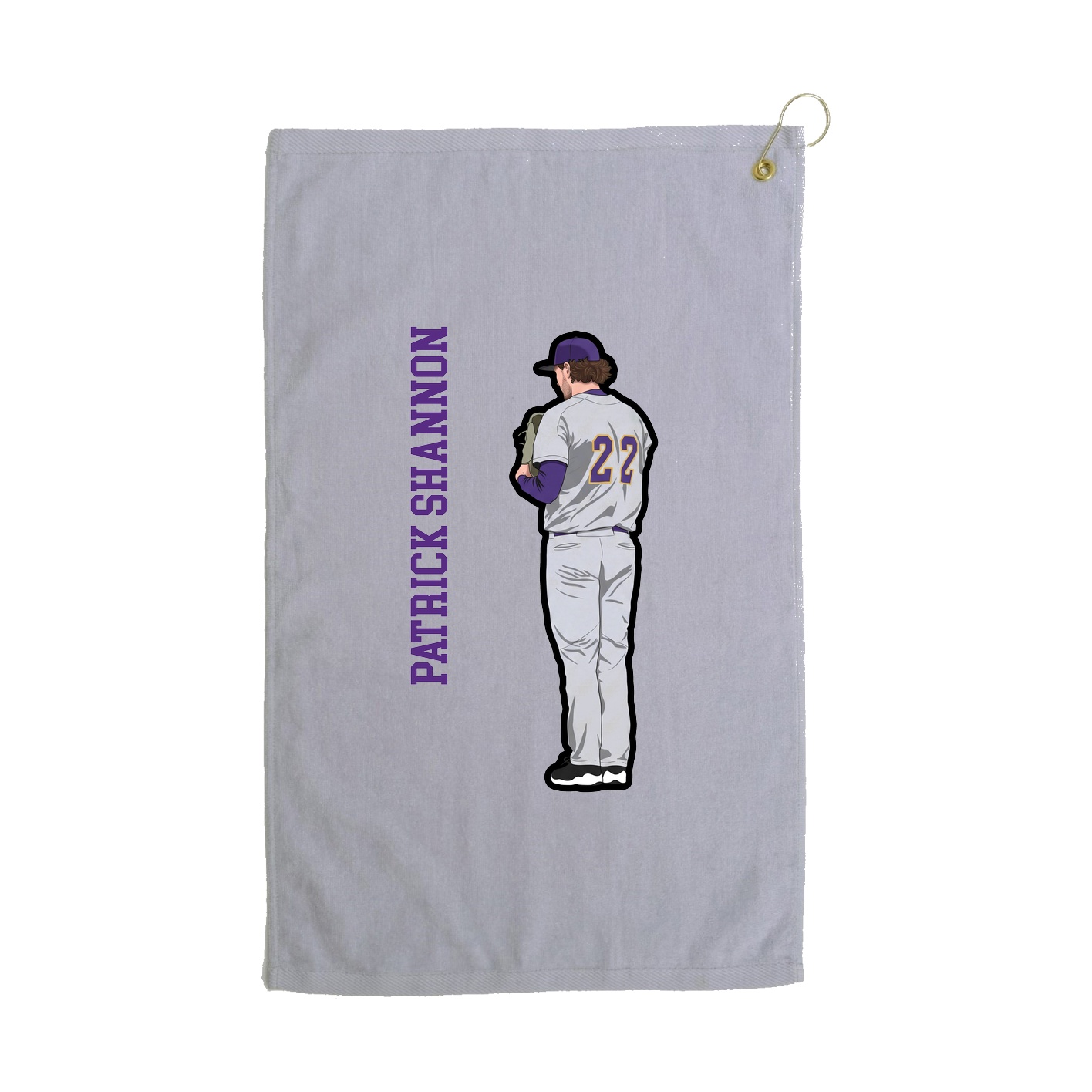 Golf Towel — Name Vertical in Grey