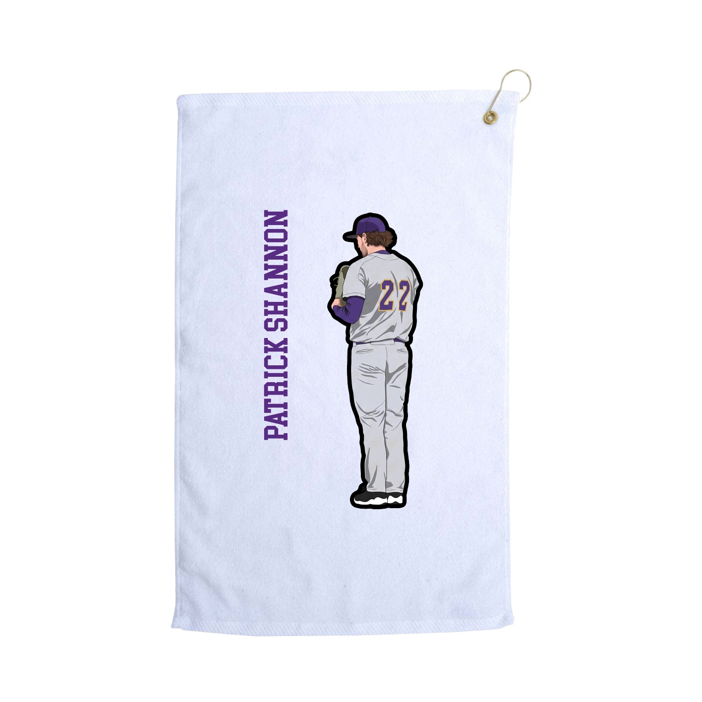 Golf Towel — Name Vertical in White