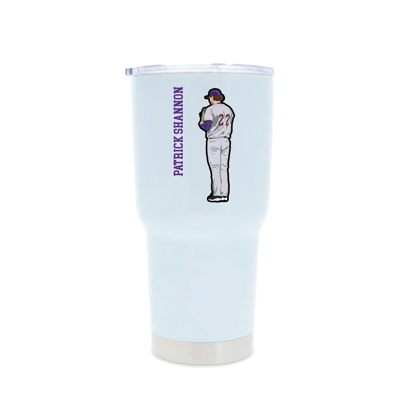 30oz Stainless Steel Tumbler — Name Vertical in White