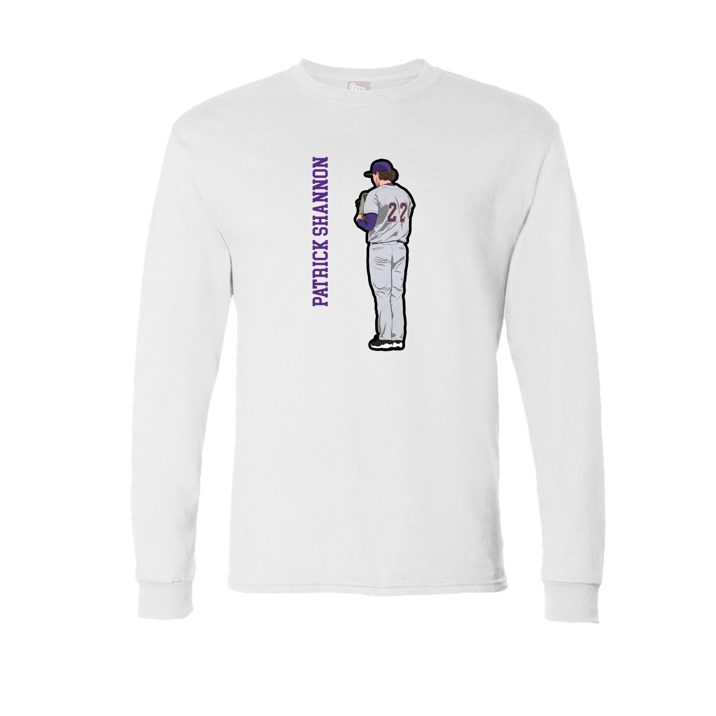 Long Sleeve Tee — Name Vertical in White
