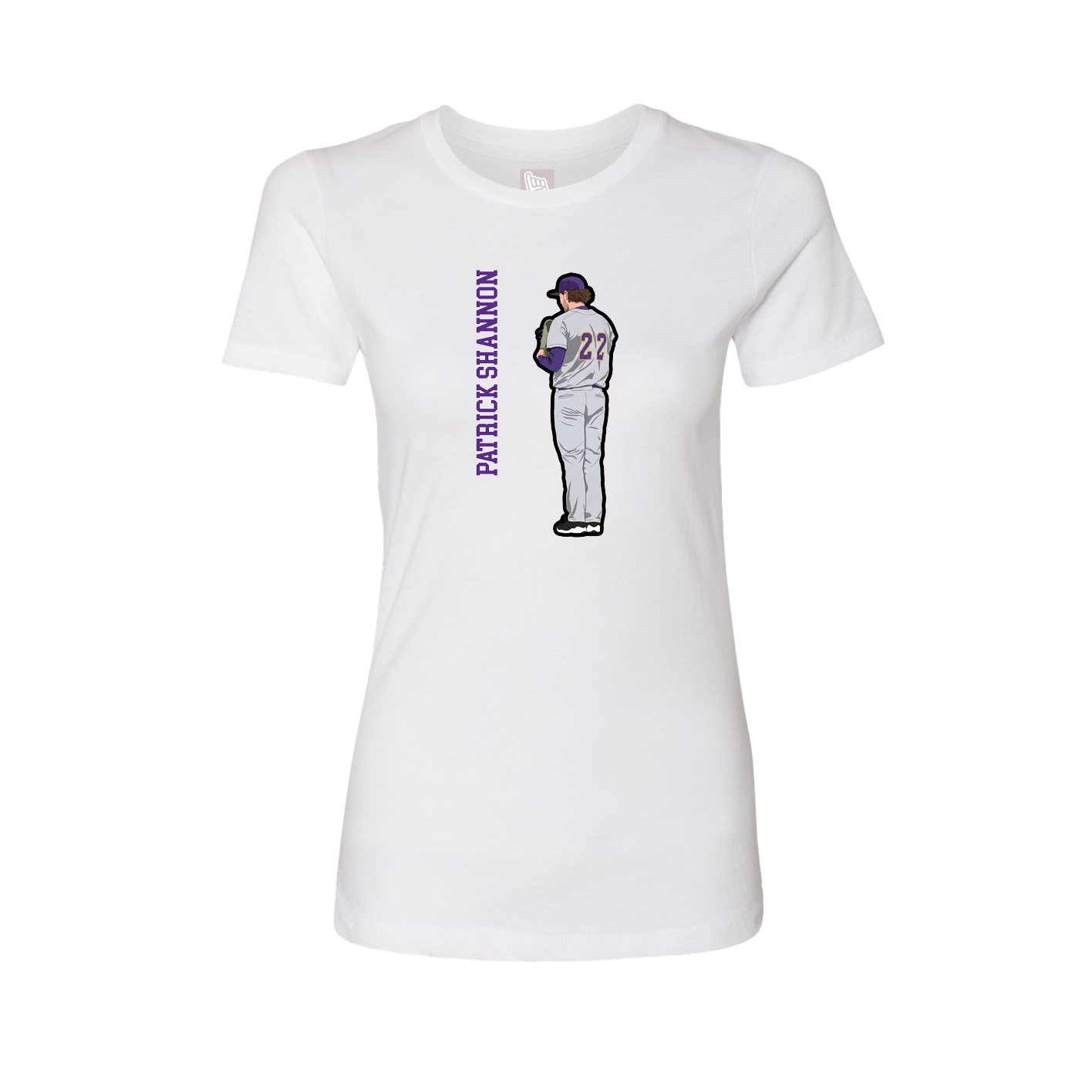 Fitted Women's Tee — Name Vertical in White