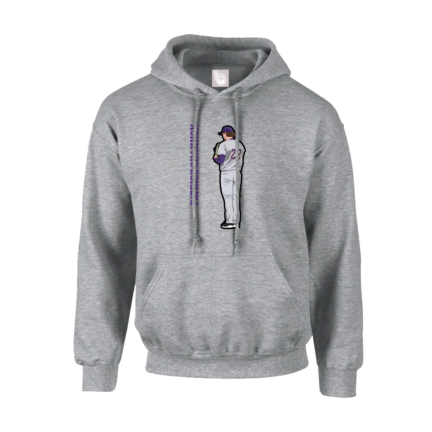 Youth Hoodie — Name Vertical in Grey