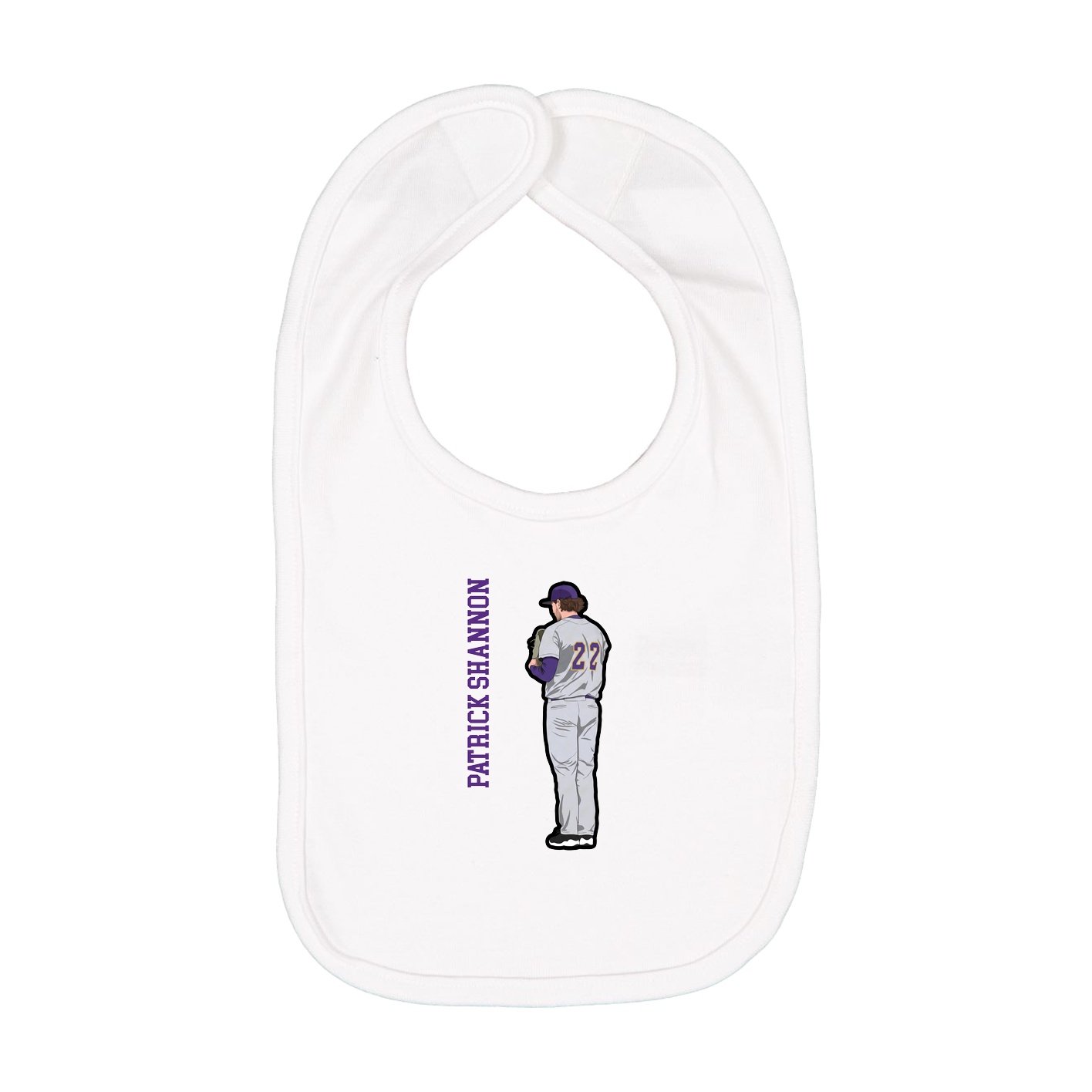 Infant Bib — Name Vertical in White